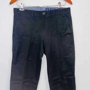 GAP Mens Dress Pants SZ 30 x 32 Black Relaxed Straight Leg Career Work Flat